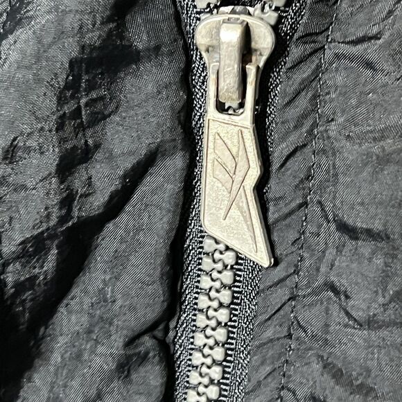 Vintage Reebok Jacket Womens Large Black Purple Blue Windbreaker 90s Track Coat - Picture 9 of 13